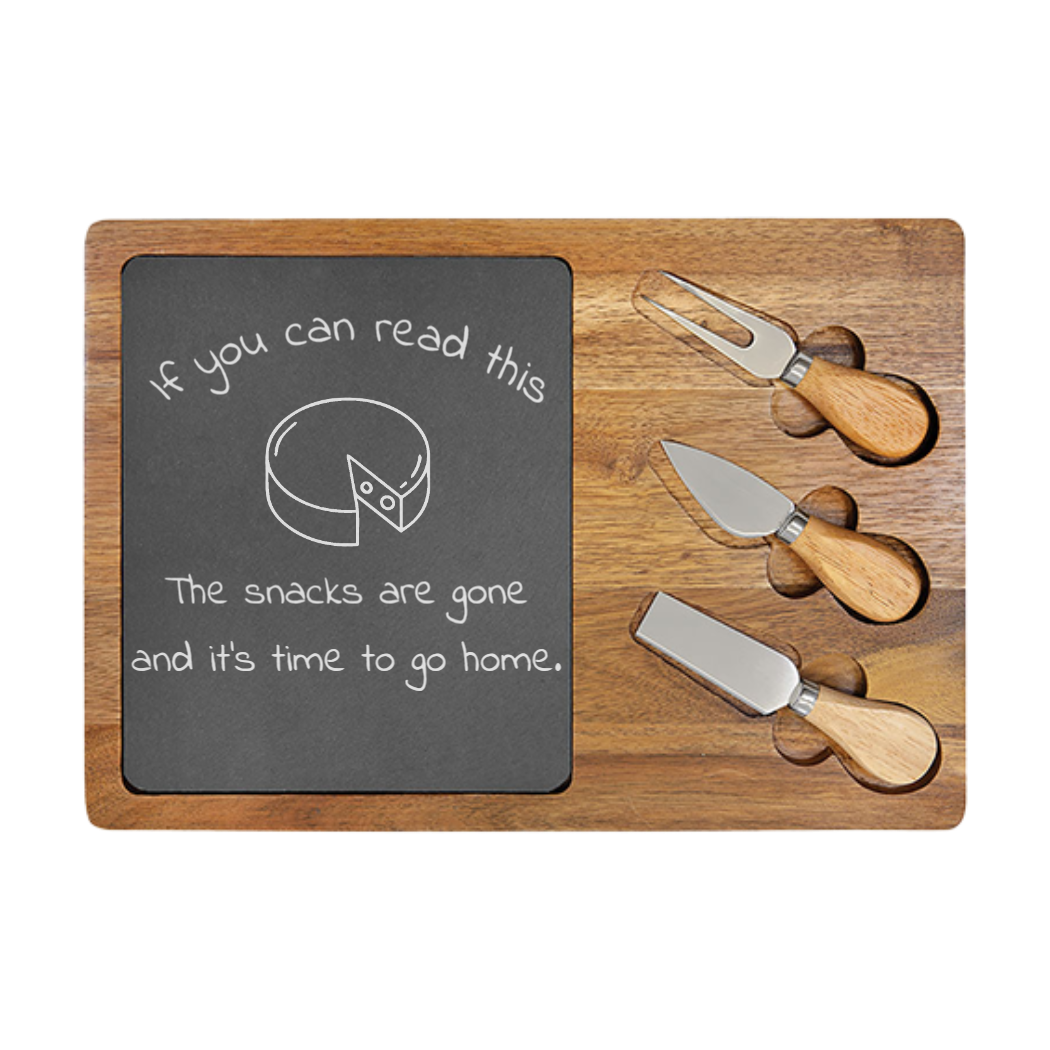 Acacia Wood/Slate Cheese Set
