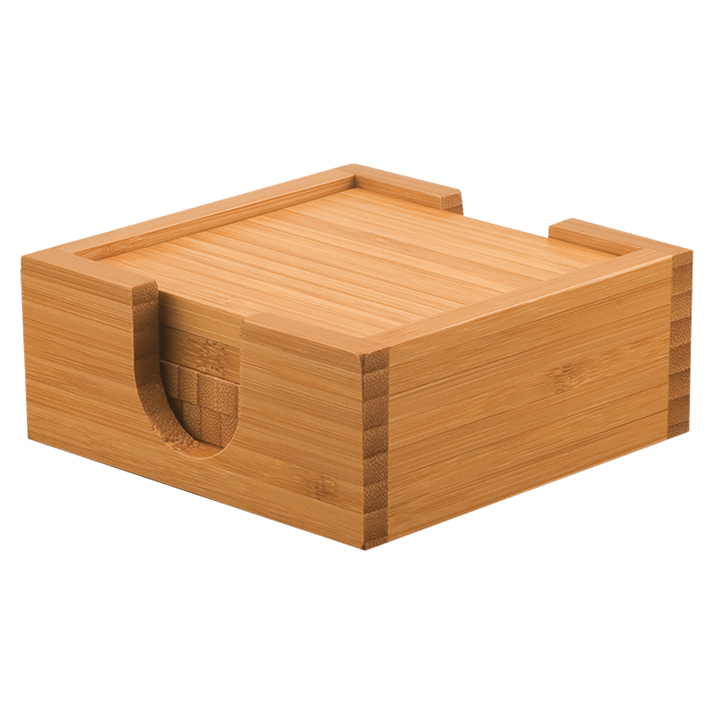 Bamboo 4 Square Coaster Set w/ Holder
