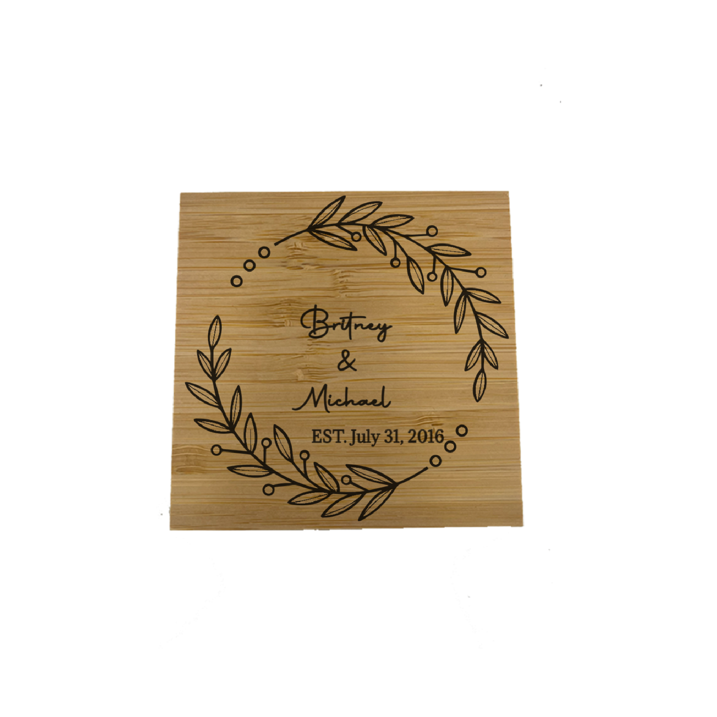 Bamboo 4 Square Coaster Set w/ Holder