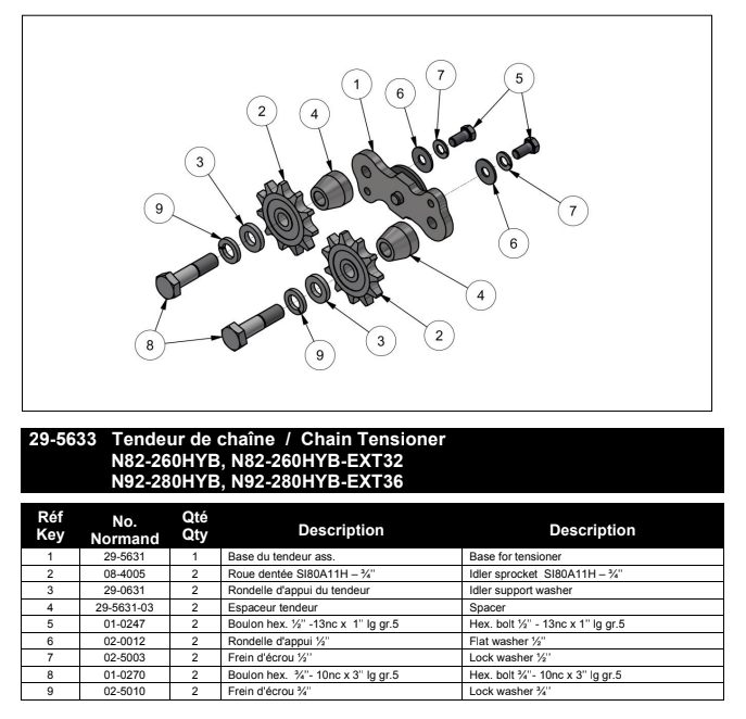 Chain Tensioner Assembly N82HYB, N92HYB ~ Part 29-5633