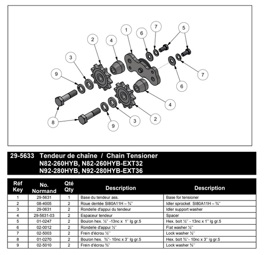 Chain Tensioner Assembly N82HYB, N92HYB ~ Part 29-5633