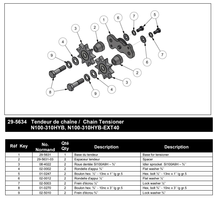 Chain Tensioner Assembly N100HYB ~ Part 29-5634