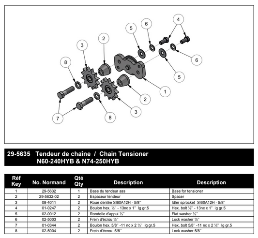 Chain Tensioner Assembly N60HYB, N74HYB ~ Part 29-5635